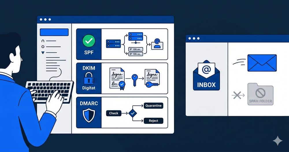 Email aziendale nello spam: come risolvere con SPF, DKIM e DMARC